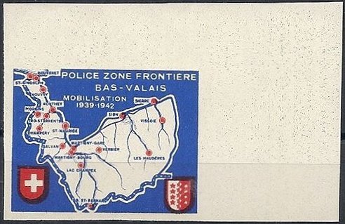 Schweiz Suisse Switzerland Soldatenmarken Eisenbahn Soldier Stamps Railway Police Zone Frontiere Bas-Valais